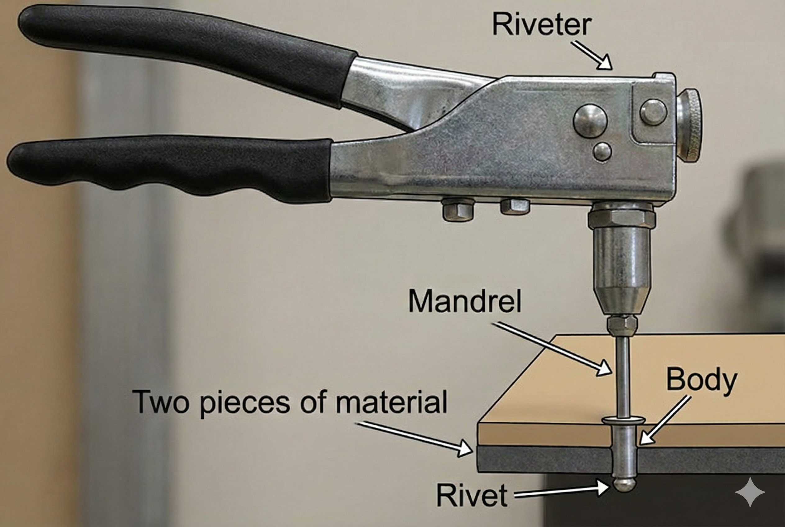 Diagram of riveting process