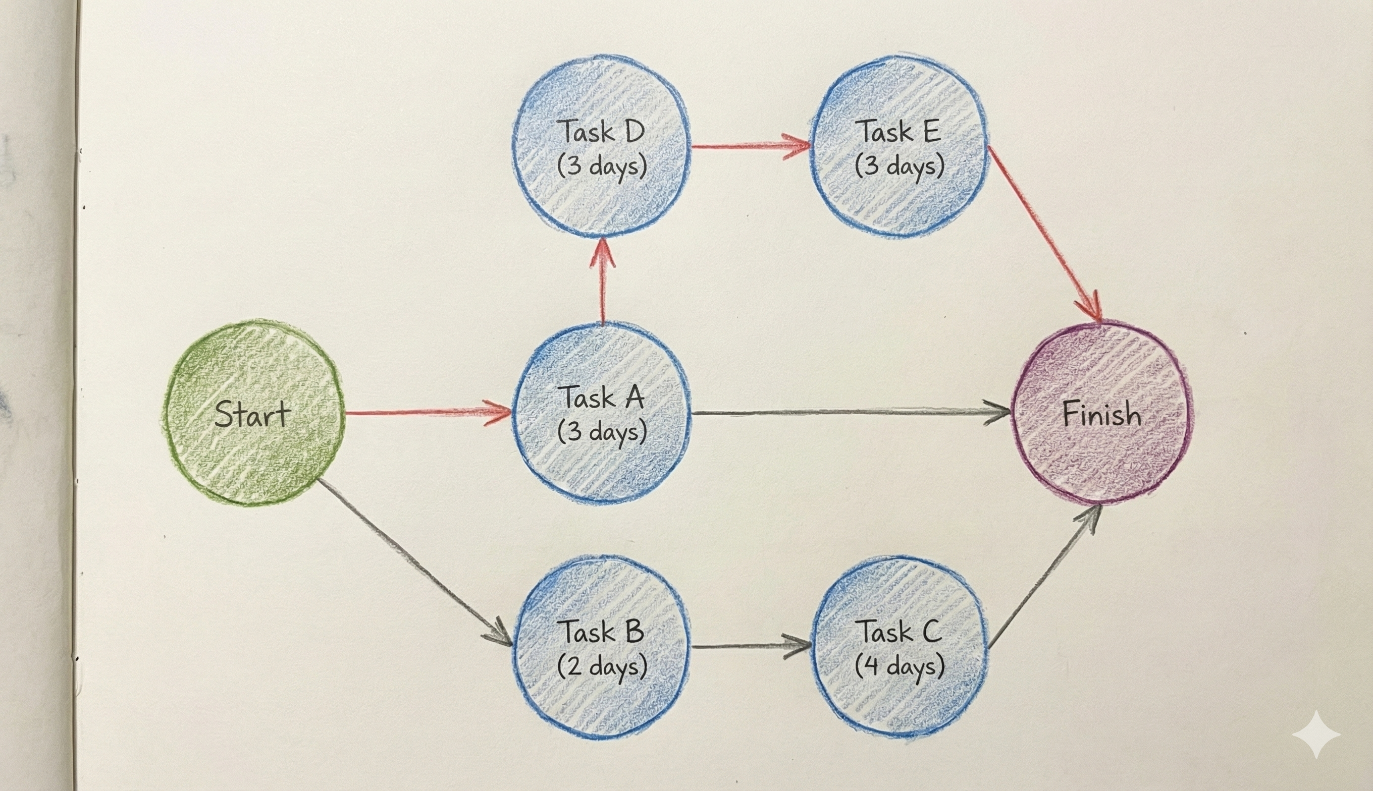 Diagram of critical path analysis